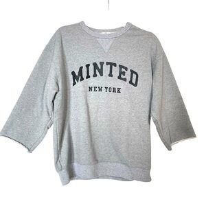 Minted New York Grey Thick Crewneck Sweatshirt Unisex Size S Cut‎ Out Sleeves
